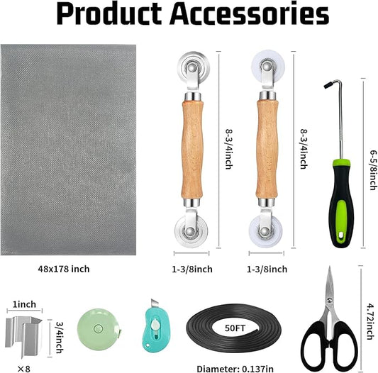 Window Screen Replacement, Screen Door Repair Kit, Including 50 FT - Image 2