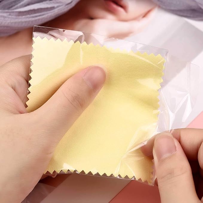 SEVENWELL 50pcs Jewelry Cleaning Cloth Yellow Polishing Cloth - Image 6
