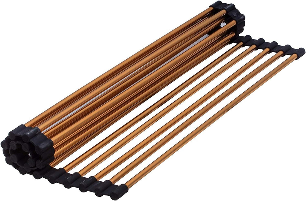 Strictly Sinks Stainless Steel Roll Up Dish Drying Rack – Copper 17 Inch Over...