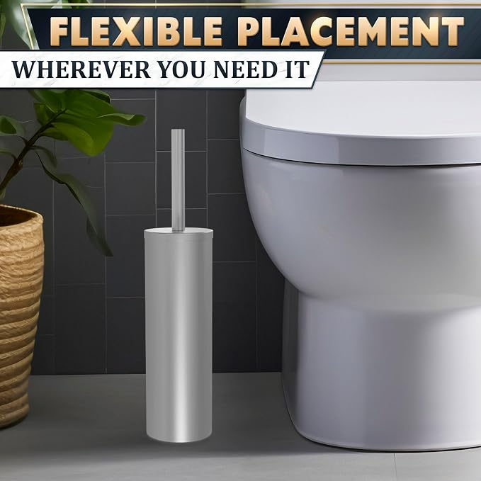 Stainless Steel Toilet Brush and Holder Set White - Image 9