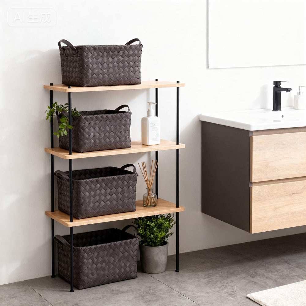 4-Pack Laundry Baskets,Wicker Storage Baskets for Shelves,Coffee