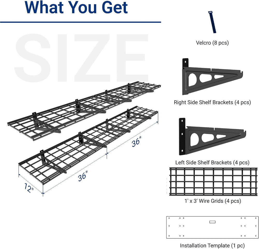 FLEXIMOUNTS 12-inch-by-72-inch Wall Shelf Garage Storage Rack Wall Mounted Fl...