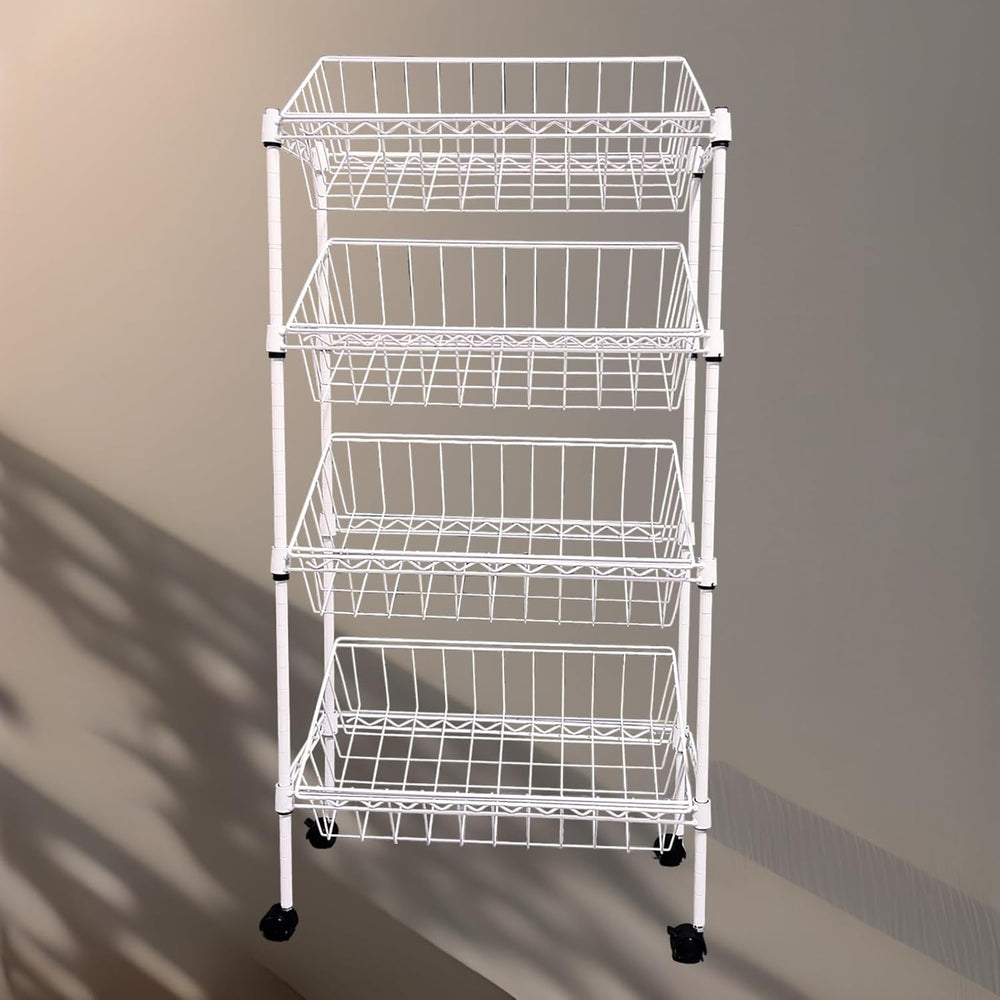 NSF white 4-layer storage rack, kitchen basket rack, vegetable tableware sort...