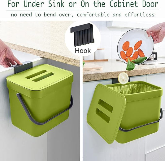 LALASTAR 1.8 Gallon Hanging Trash Can, Compost Bin Indoor Kitchen Sealed - Image 2