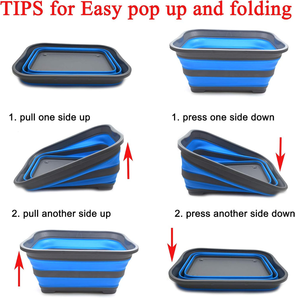 SAMMART Set of 2-40L (10.5 Gallon) Collapsible Plastic Laundry Basket-Pop Up ...