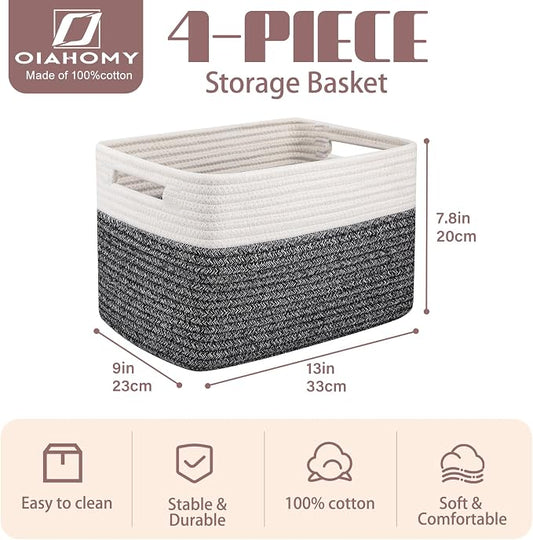 OIAHOMY 4 Pack Storage Baskets for Organizing, Basket for Shelves - Image 2