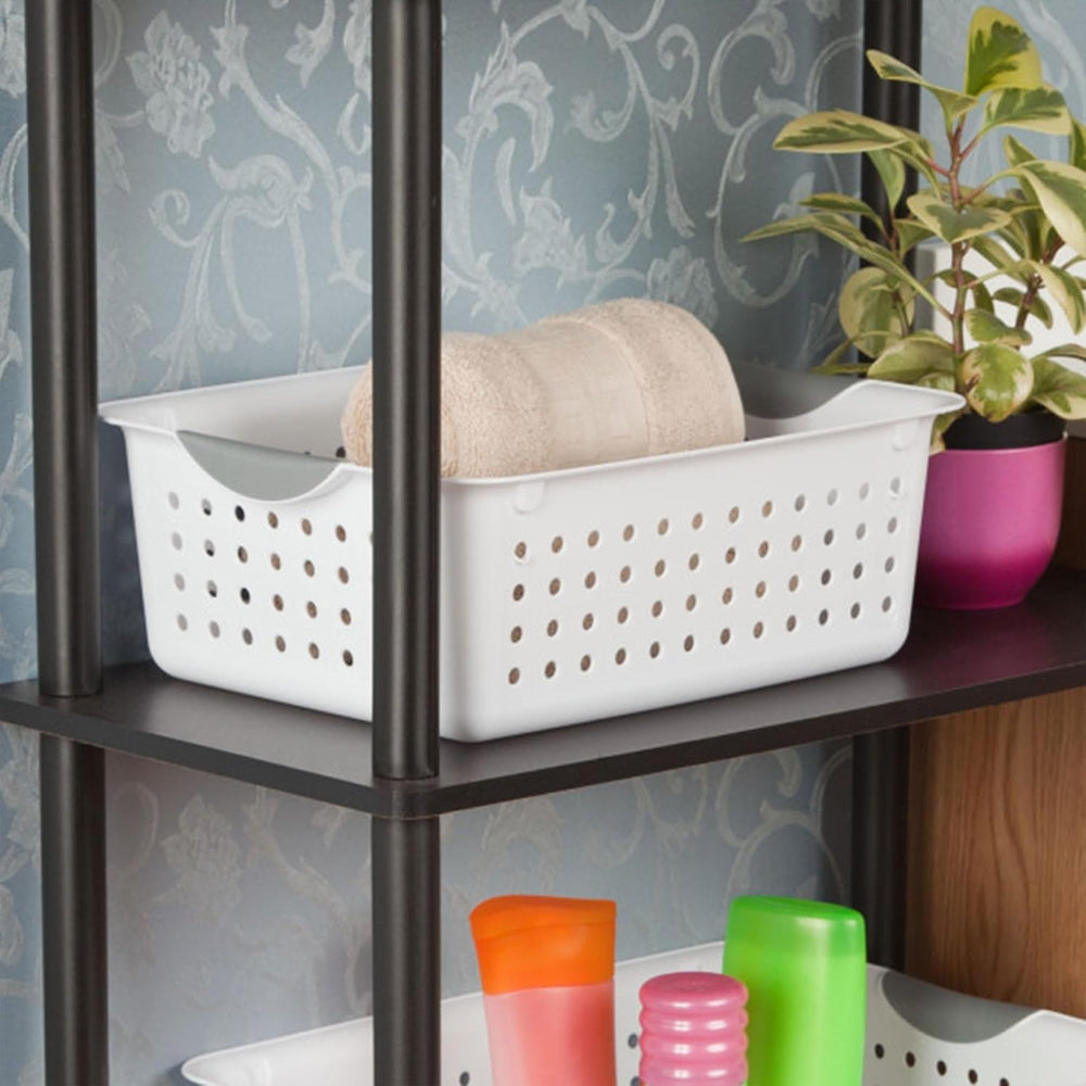 Sterilite Medium Ultra Basket, Open Top Plastic Storage Bin, White, 24-Pack