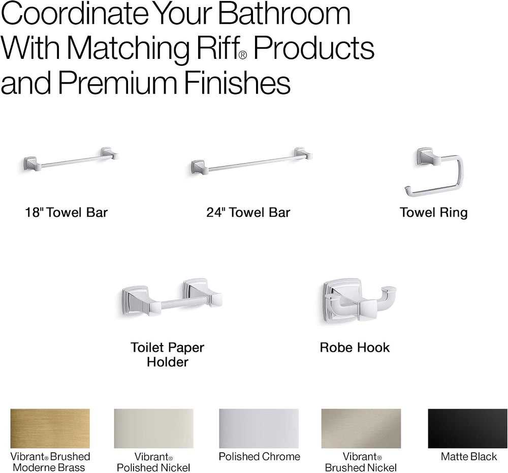 Kohler 27411-SN Riff® Double Robe Hook, Vibrant Polished Nickel