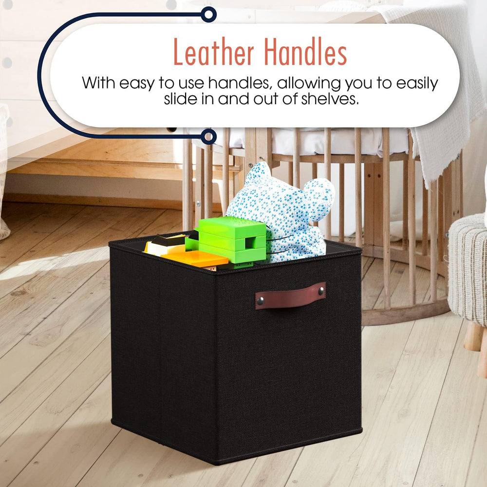 Ornavo Home 11x11 Foldable Fabric Storage Cube Bins, 6 Pack, Black