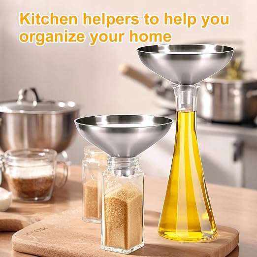 2 Pack Stainless Steel Kitchen Funnel Set - Image 8