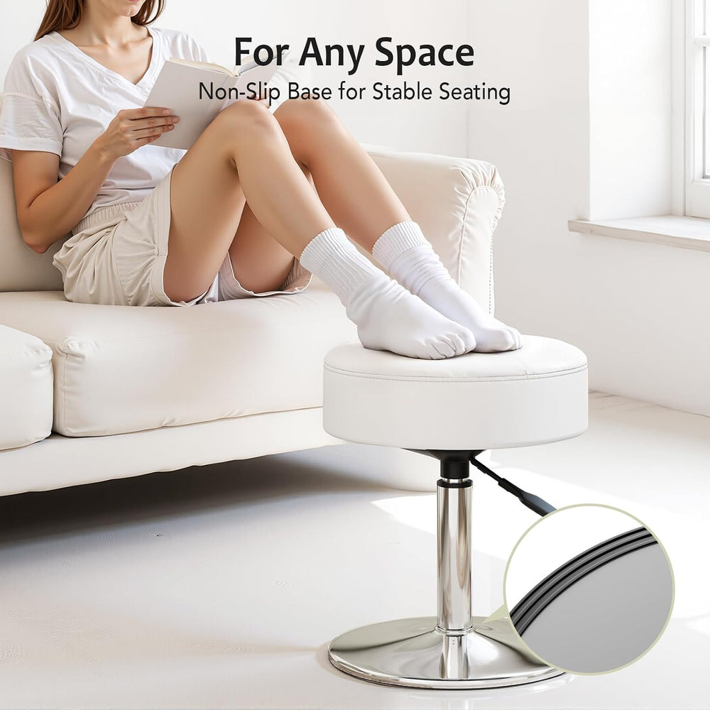 Youtanic Vanity Stool with Adjustable Height, 360°Swivel Ottoman Chair for Ad...
