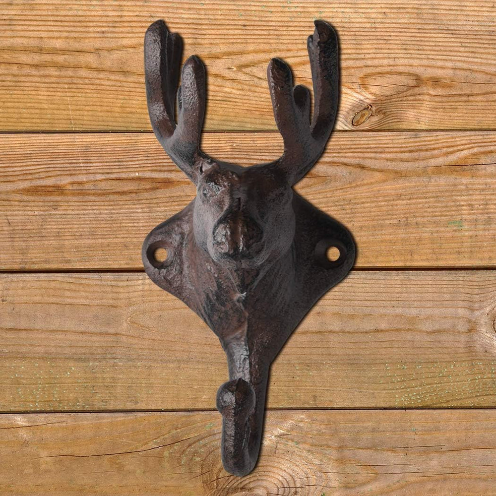 BRASSTAR 3PCS Cast Iron Deer Head Antlers Wall Hooks/Hanger