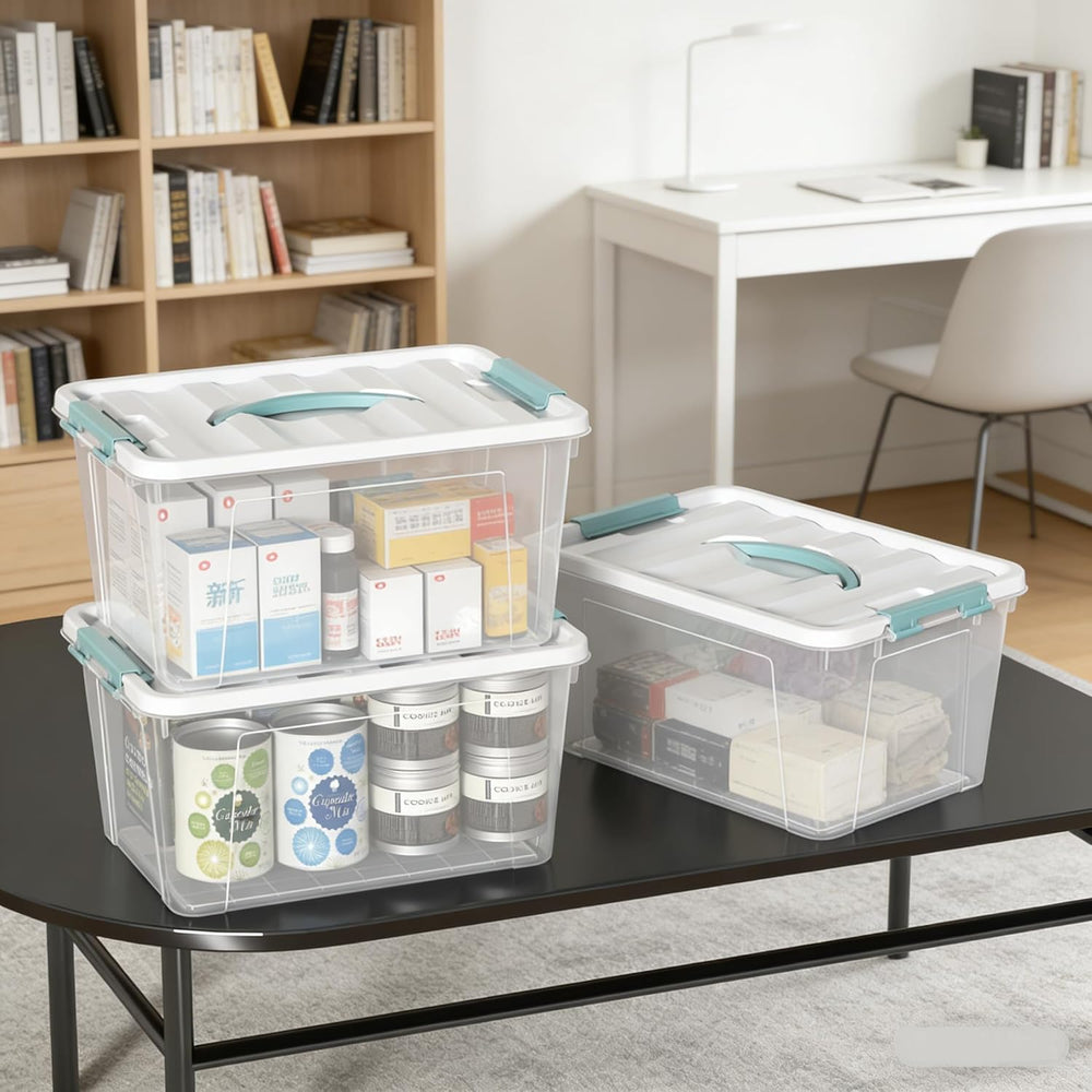 8-Pack Stackable Clear Storage Bins with Lids, 14-Qt Storage Box