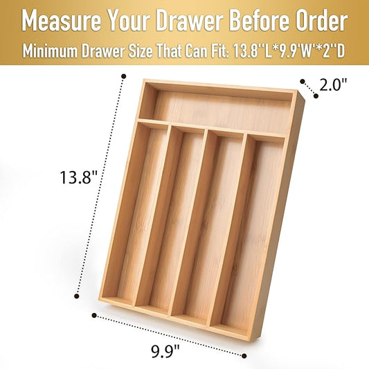 Silverware Organizer Kitchen Drawer Organizer Utensil Organizer Bamboo - Image 2