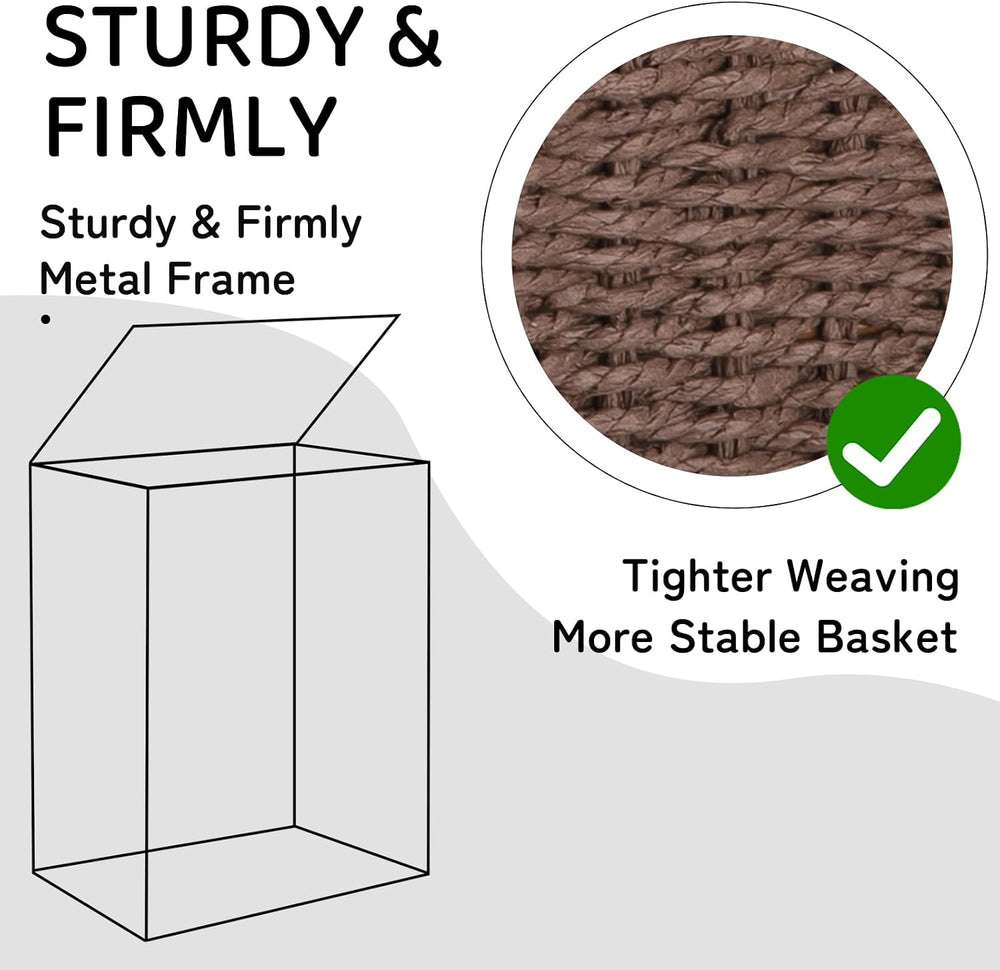 OIAHOMY Laundry Hamper with Lid, 110L(29.1 Gal) Large Wicker Laundry Basket f...