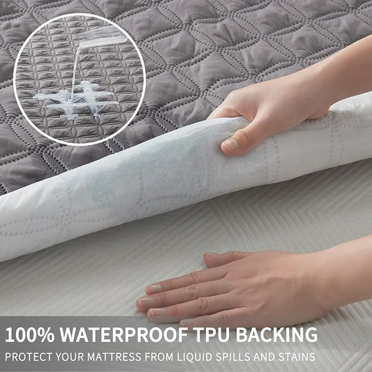 BEDLORE Waterproof Mattress Protector, Noiseless Queen Size Mattress Pad - Image 2