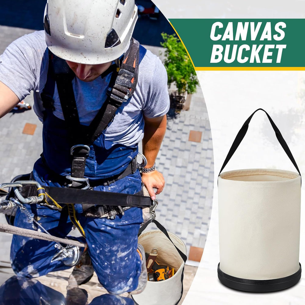 2 Pack Utility Canvas Tool Bucket 9" D x 14" H All Purpose Canvas B...