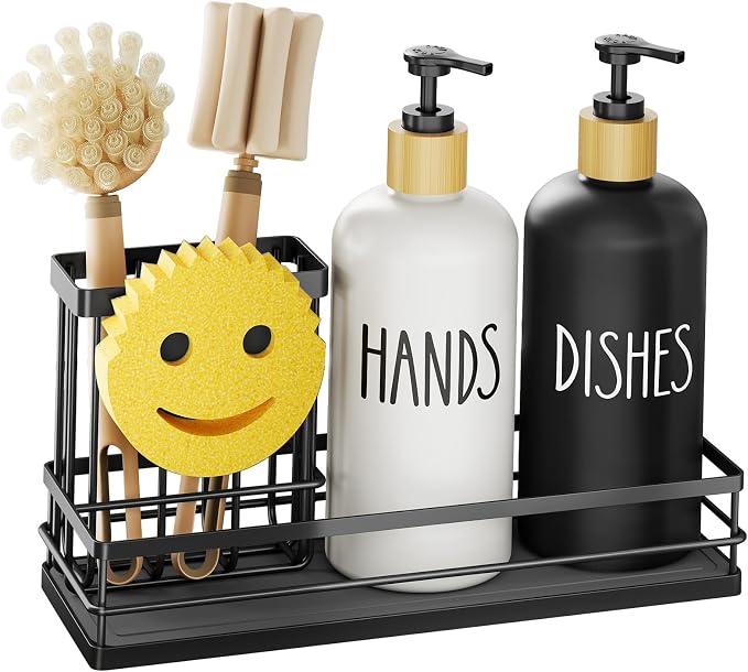 Moforoco Kitchen Dish Soap Dispenser Set, 16OZ Glass Bottle, Hand and Dish Soap - Image 8