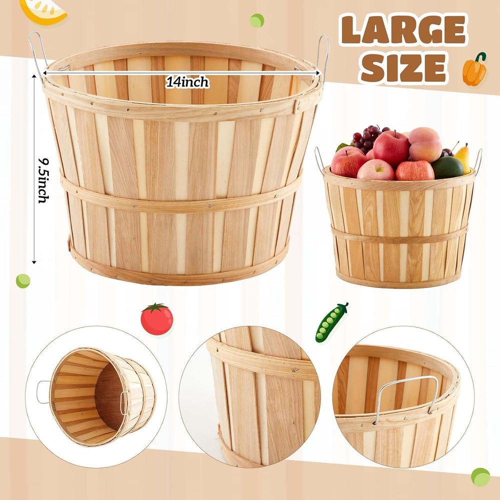 Marsui 14 x 9.5 Inch Large Jumbo Half Bushel Baskets with Handles, 4 Pcs