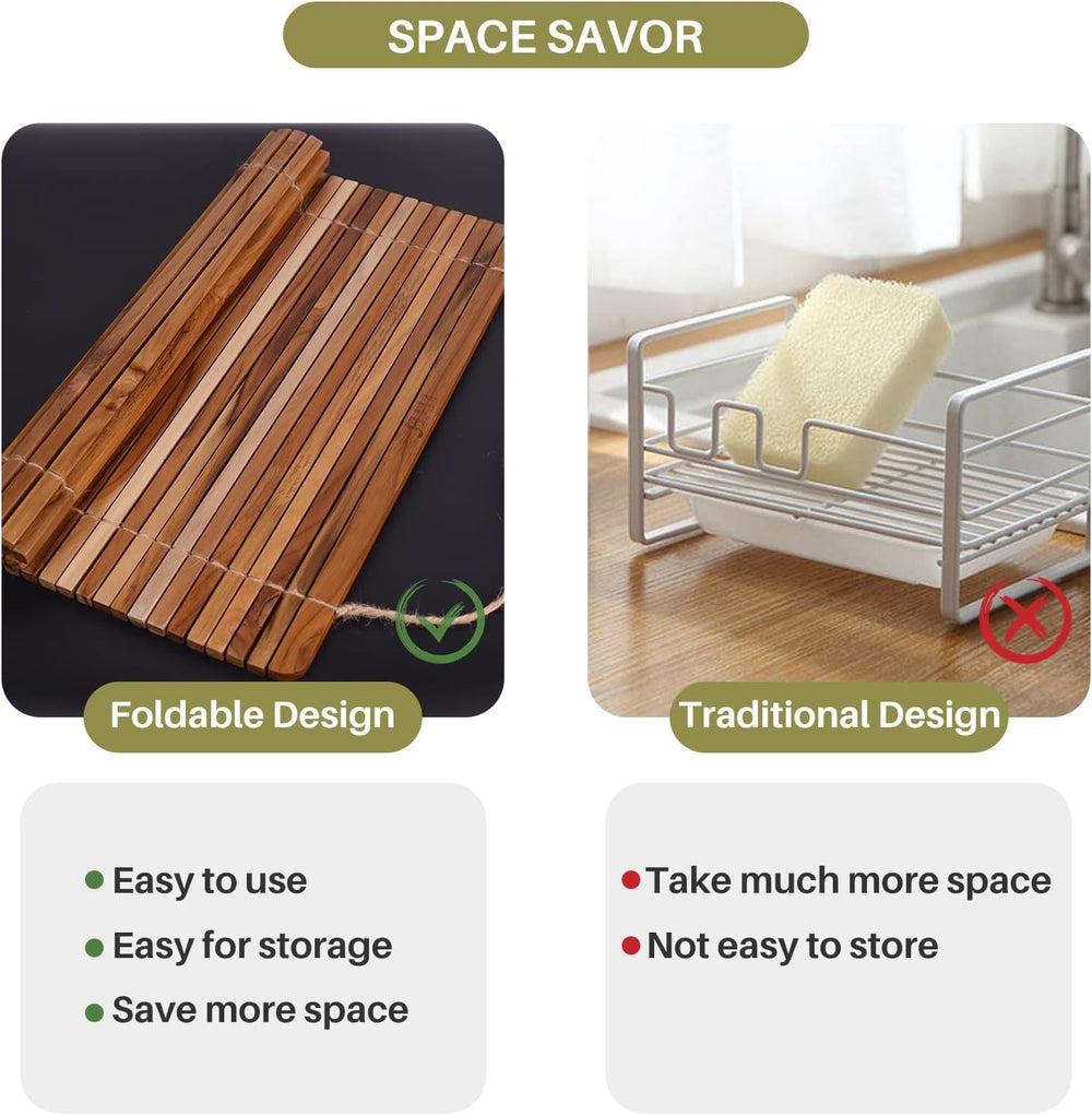 HTB Wood Over Sink Dish Drying Rack & 6 Compartments Tea Bag Organizer