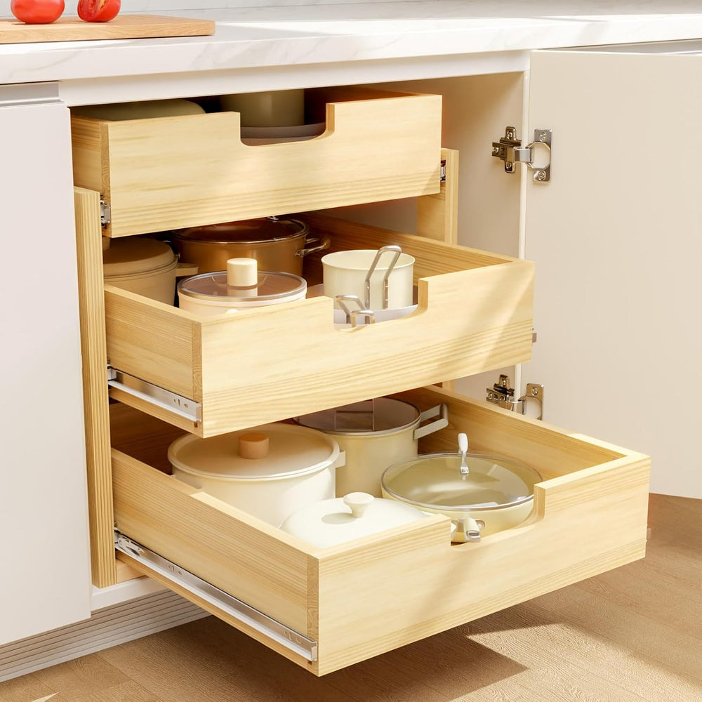Pull Out Cabinet Organizer, 17''W×21''D Sliding Drawers for C...