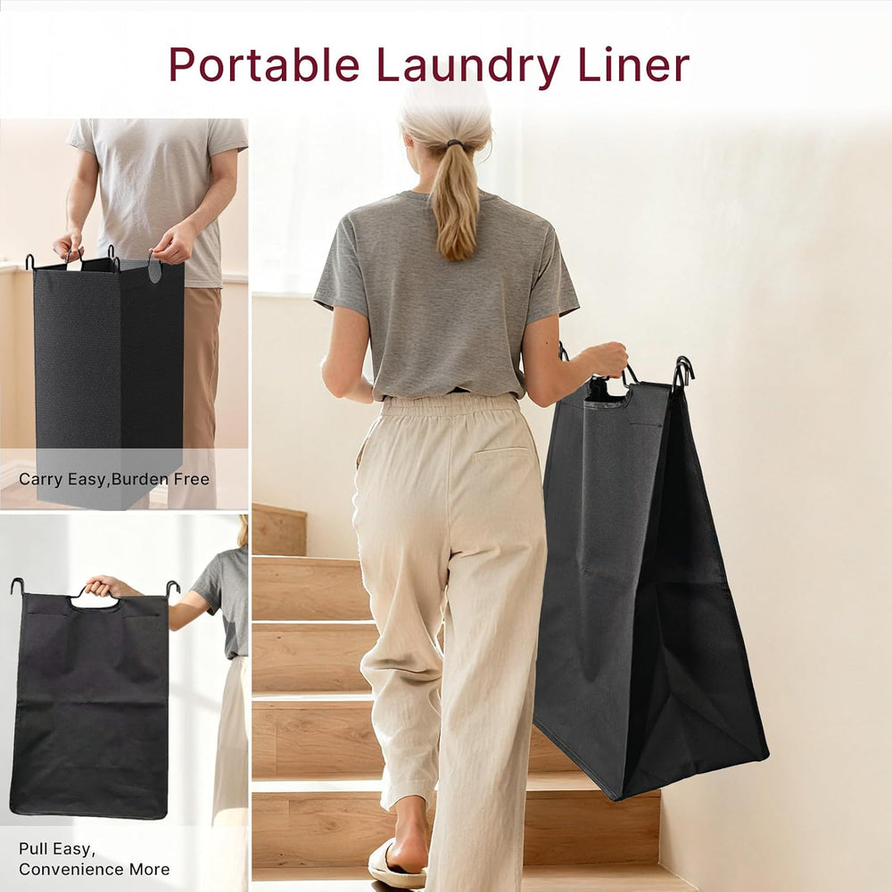 180L Laundry Sorter 4 Section with Lockable Wheels and Lid Black