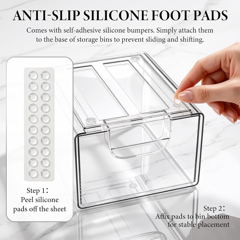 Clear Stackable Storage Drawers Set of 5 Bathroom Makeup Organizer Bins