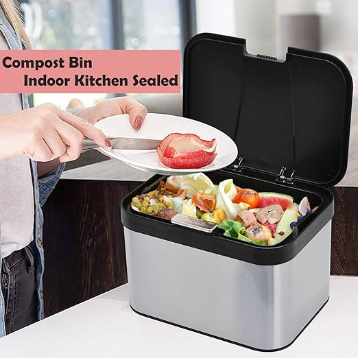 Compost Bin for Countertop, Compost Bucket Indoor Sealed, Food Waste Caddy - Image 2