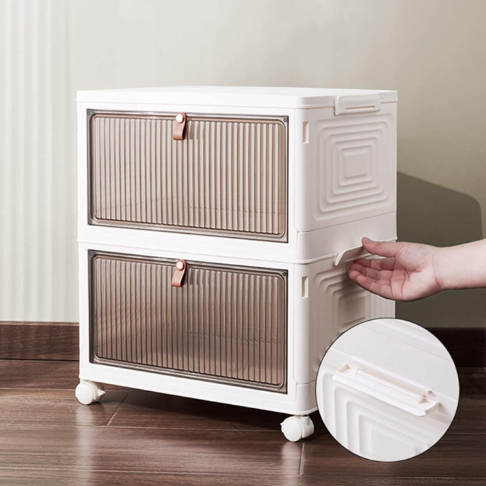 HYGRAD BUILT TO SURVIVE Foldable White Plastic Shoe Box Stackable Storage Cab...