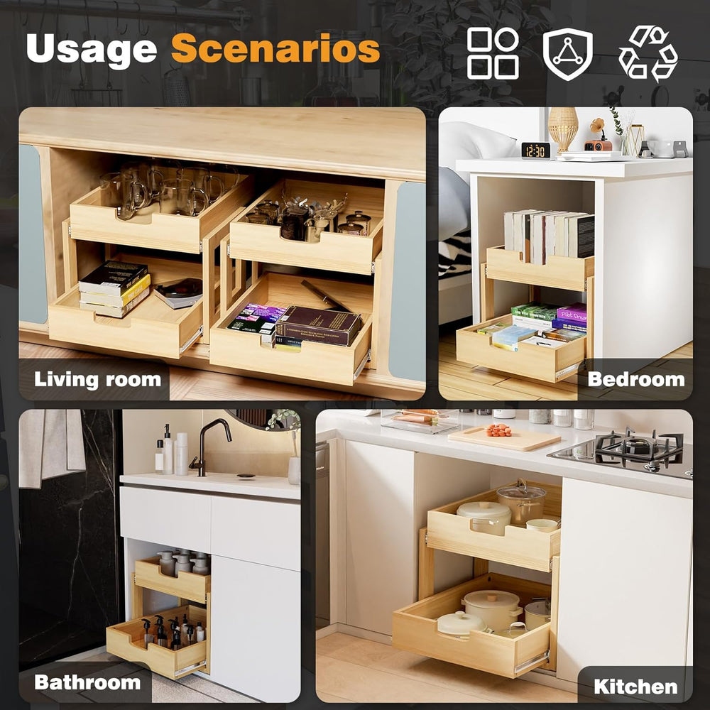 Pull Out Cabinet Organizer, 23''W×21''D Sliding Drawers for C...