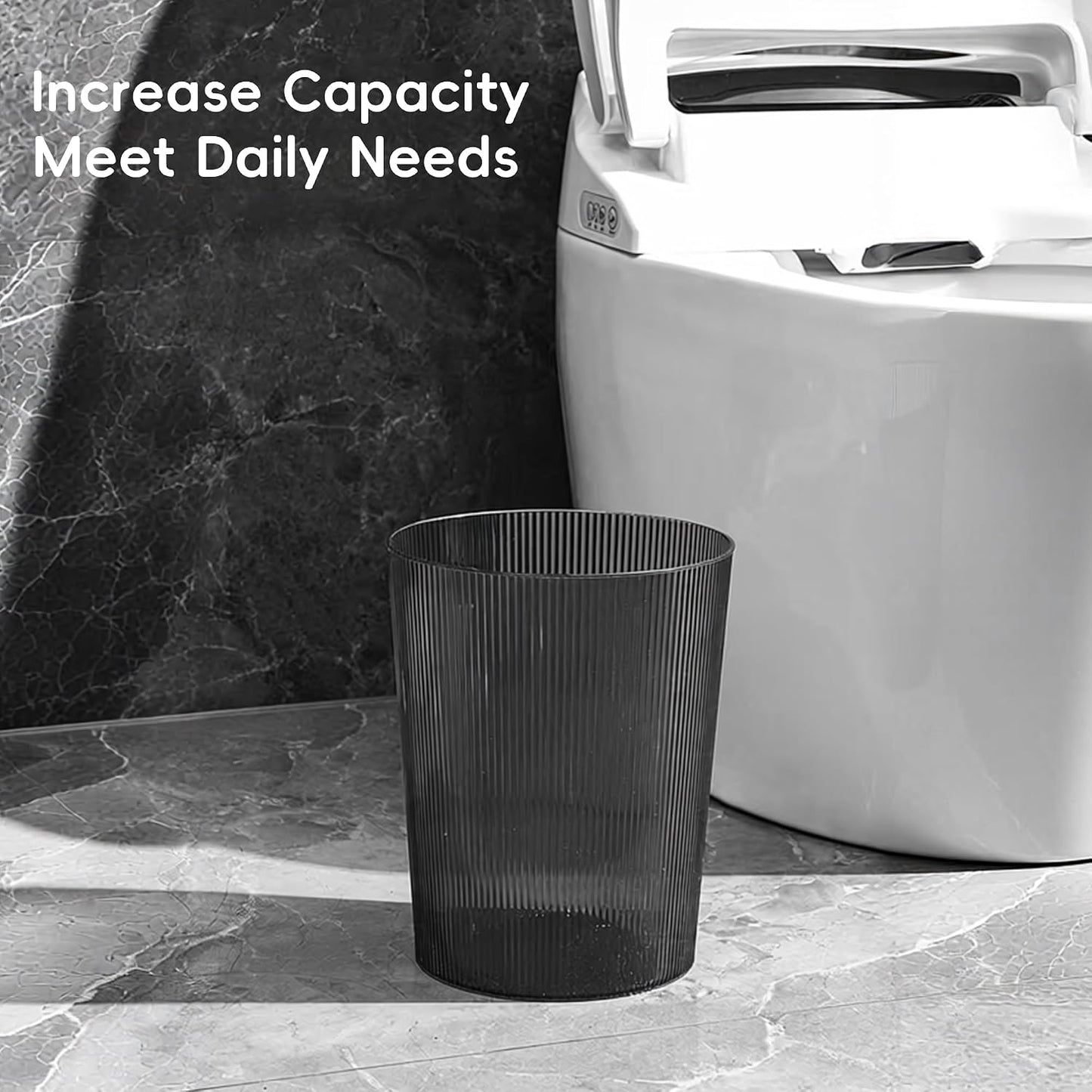 Transparent Trash Can,2 Gallon Grey Garbage Can,1 Pack | Bathroom Trash bin Open Top,Plastic Office Garbage Can