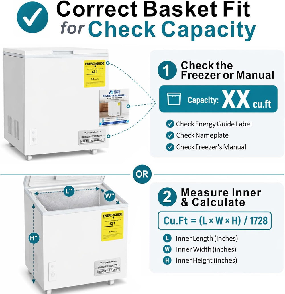 iSPECLE Chest Freezer Organizer Bins - Small Baskets for 7 Cu.Ft, 6 Pack