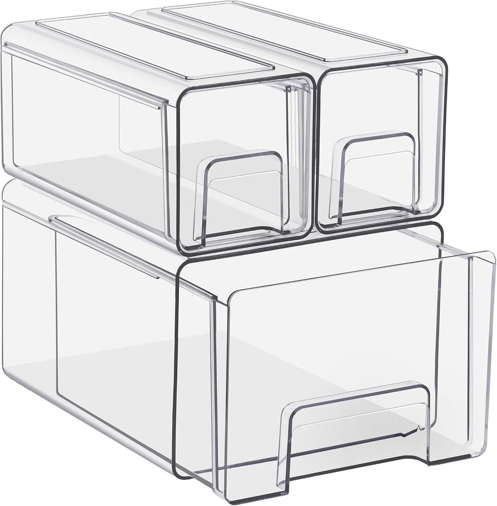 Sorbus Clear Stackable Storage Drawers (1 Large + 2 Small)