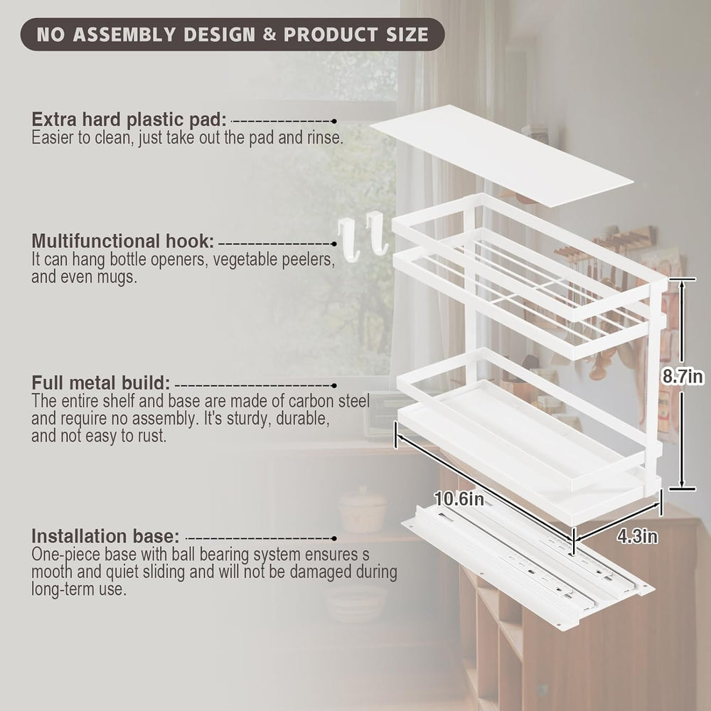 Magheo Pull Out Spice Rack Organizer for Cabinet, 2 Pack Metal Seasoning Orga...