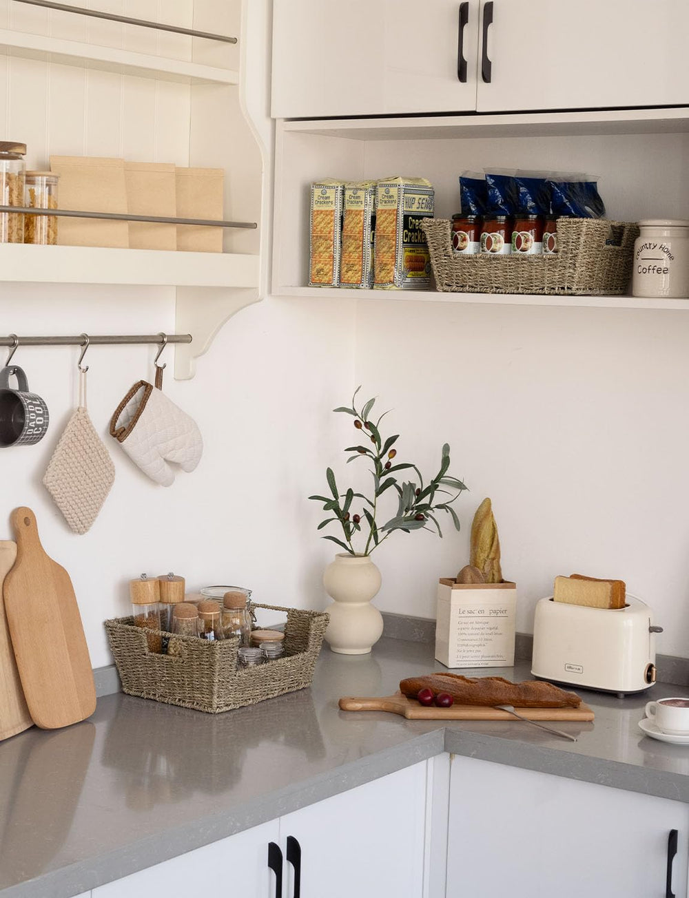 StorageWorks Pantry Baskets for Organizing, Storage Baskets, Seagrass