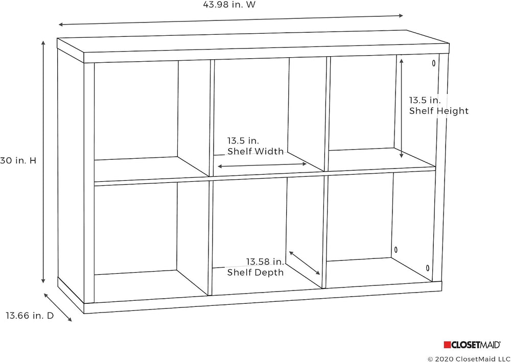 ClosetMaid 6 Cube Storage Shelf Organizer Bookshelf with Back Panel, Easy Ass...