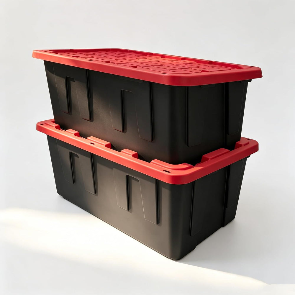 40 Gallon Tote 2 Pack, Heavy Duty Stackable Plastic Storage Bins with Lids, B...
