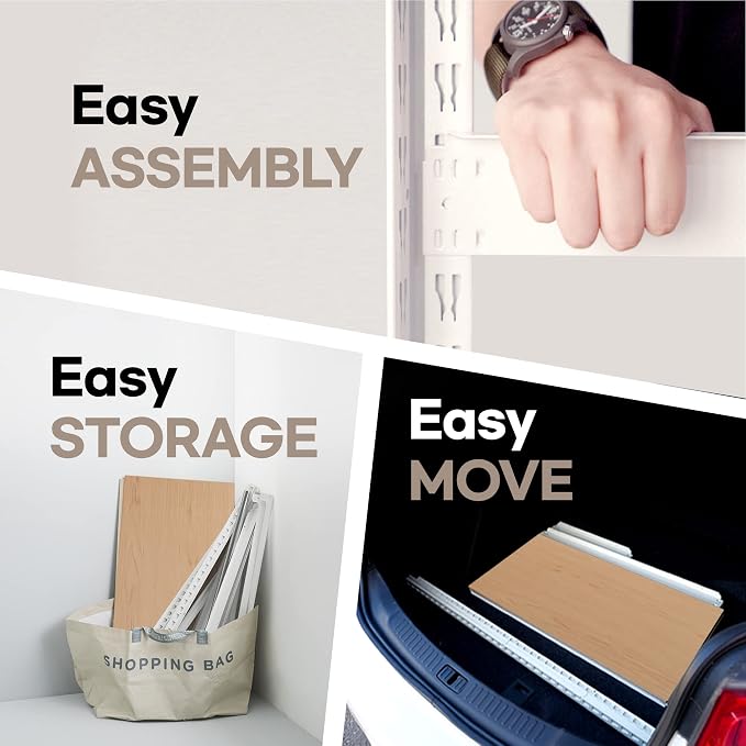 HOMEDANT House 5 Tier 24.4" W Laminated Metal Shelving Unit Adjustable Storage - Image 10