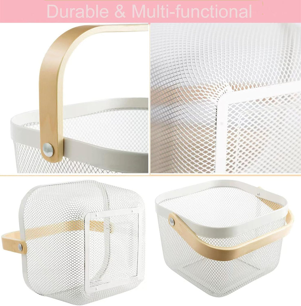 AJIODA 3 Pack Metal Mesh Steel Basket, Storage Organizer Basket Multi-functio...