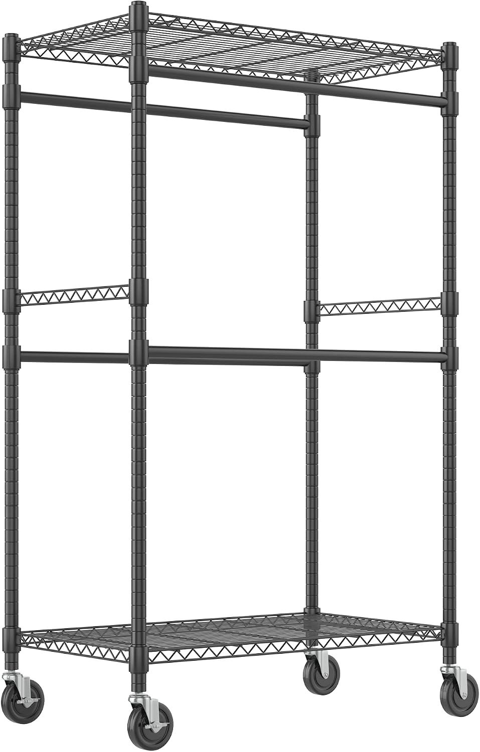 Himimi Double Rods Clothes Rack Heavy Duty, Adjustable Metal Garment Rack wit...