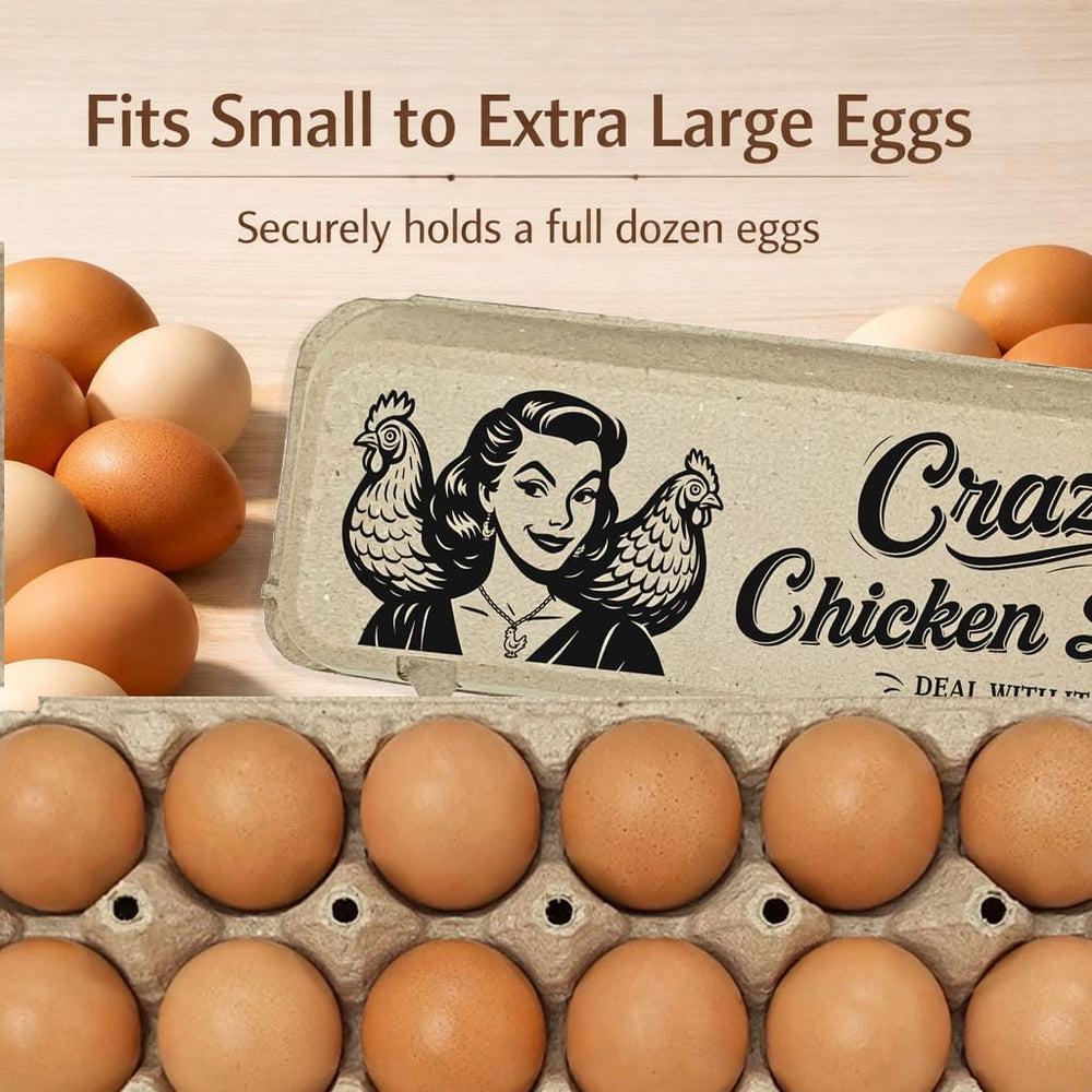 Funny Retro Egg Carton – “Krazy Chicken Lady” Vintage Humor Design, Holds 12 ...