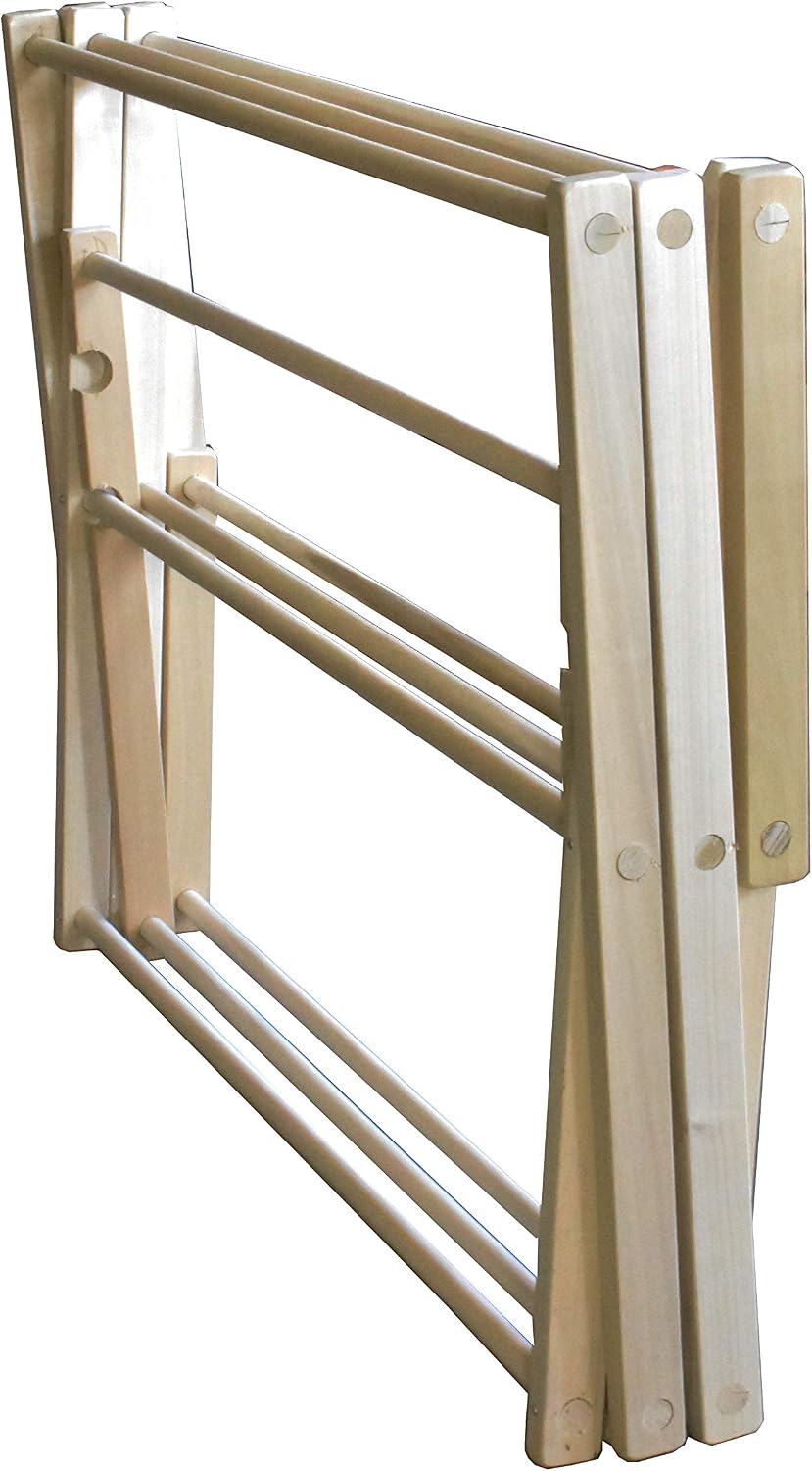 Wooden Amish Made Folding Clothes Drying Rack Handmade for Hanging Laundry (S...