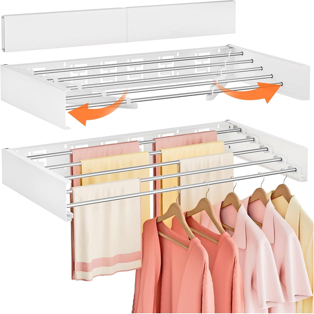 Wall Mounted Clothes Drying Rack Folding Indoor, Foldable Laundry Drying Rack...