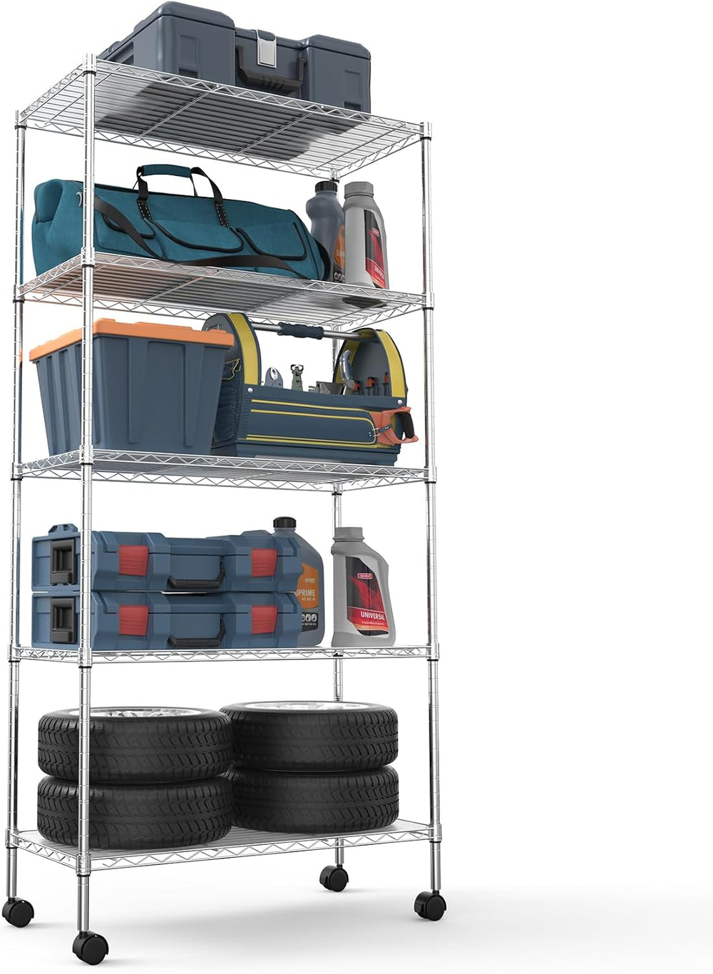 5 Tier NSF Wire Shelf Shelving Unit, 14 x 30 x 60 Inch 750lbs Capacity Adjust...