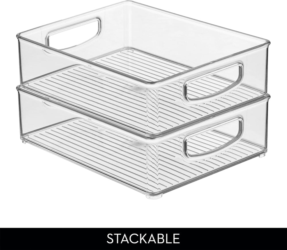iDesign Stackable Pantry Bins with Handles, 4 Different Sizes, 4 Pack, Clear,...