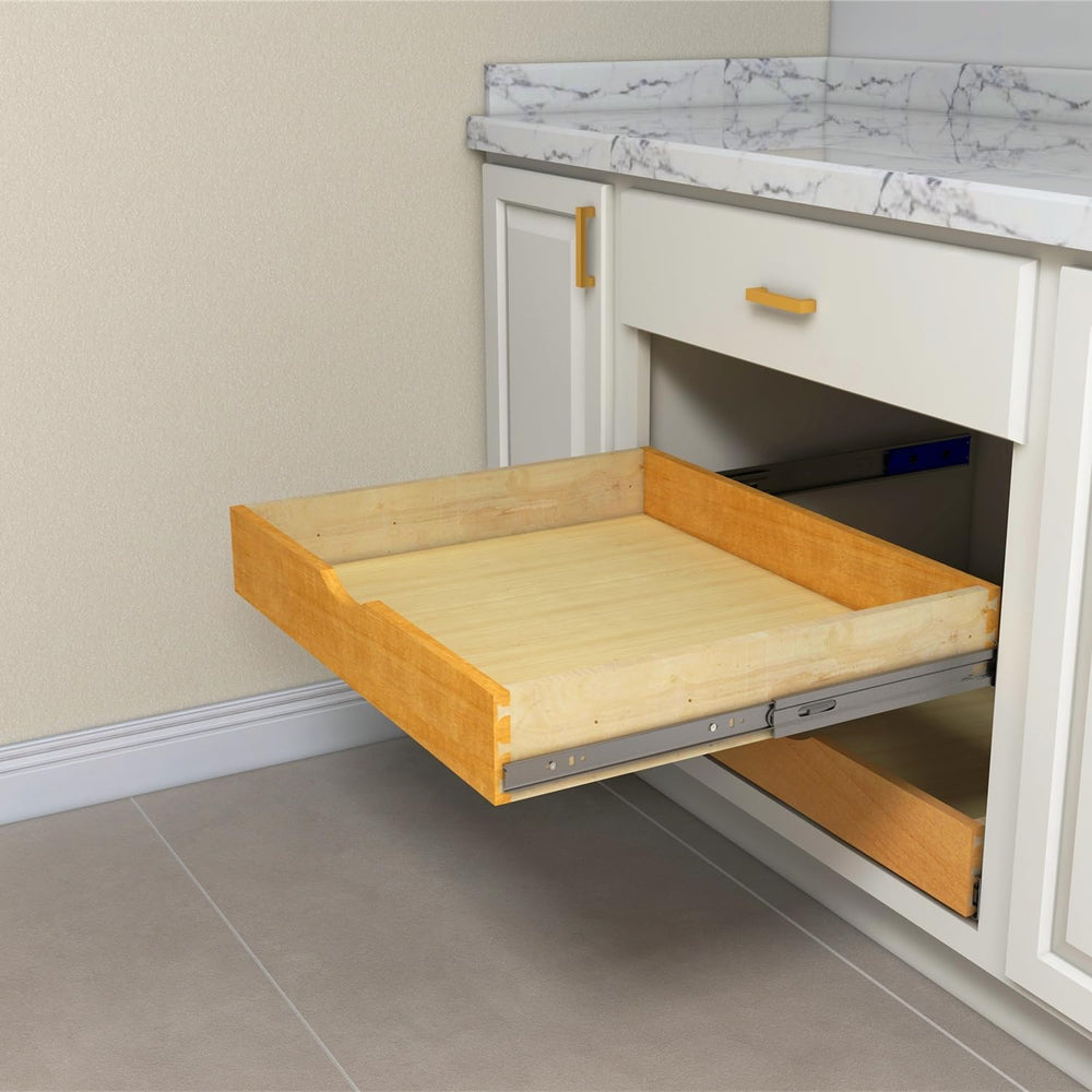Solid Wood Pull Out Drawer 27" W × 21" D for Kitchen Cabinets, Roll...