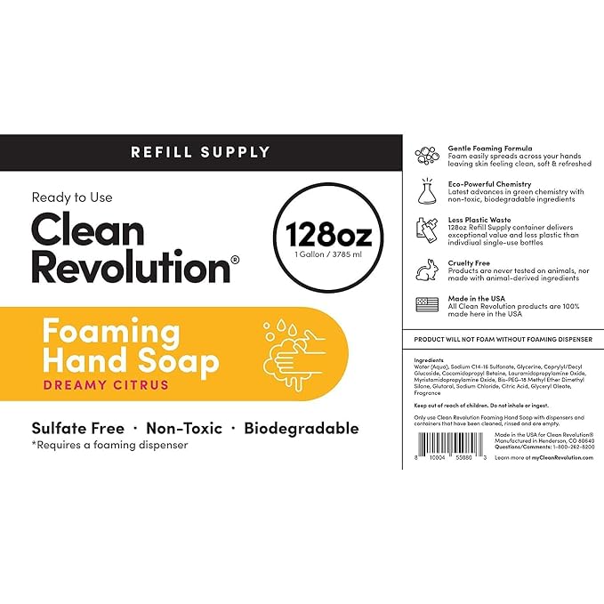 Clean Revolution Foaming Hand Soap Refill Supply Container, Ready to Use Formula - Image 10