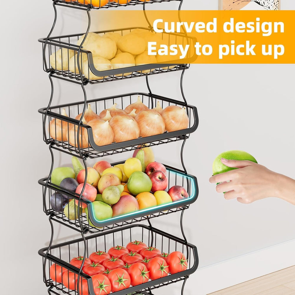 Simple Trending 6 Tier Rolling Cart, Stackable Basket Black