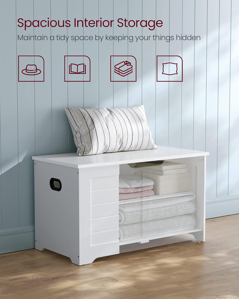 VASAGLE Storage Chest, 31.5 Inches Width Bench with 2 Safety Hinges