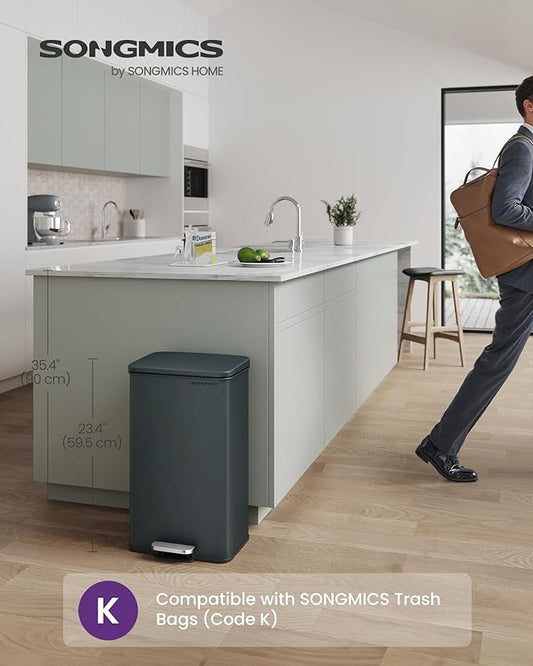 SONGMICS Kitchen Trash Can, 10.5 Gallon Garbage Can, Large Step Trash Bin - Image 2
